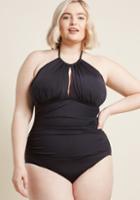 Modcloth Working Tidal One-piece Swimsuit In Black - 1x-3x In 2x