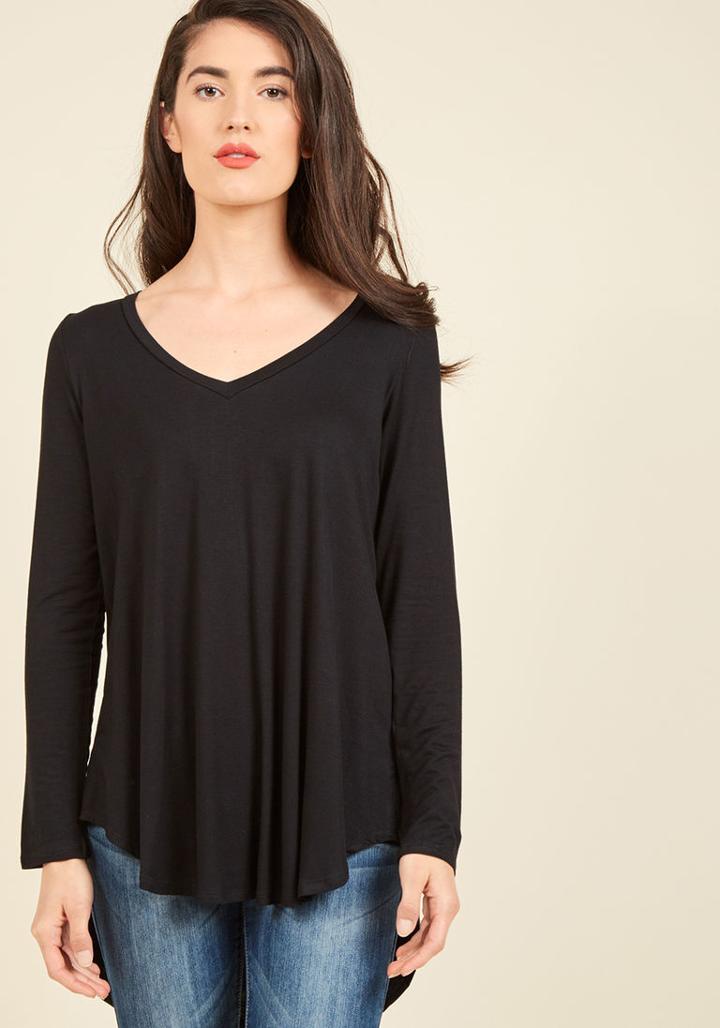 Modcloth Embracing Basic Long Sleeve Top In Black