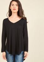 Modcloth Embracing Basic Long Sleeve Top In Black