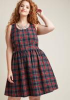 Modcloth Sleeveless Dress With Scoop Neck In Plaid In M