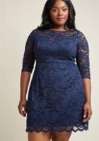 Modcloth Lace Sheath Dress With Illusion Neckline In Navy In 3x