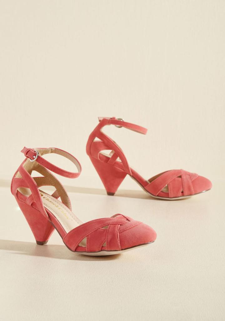 Modcloth Currant Scones Heel In Flamingo