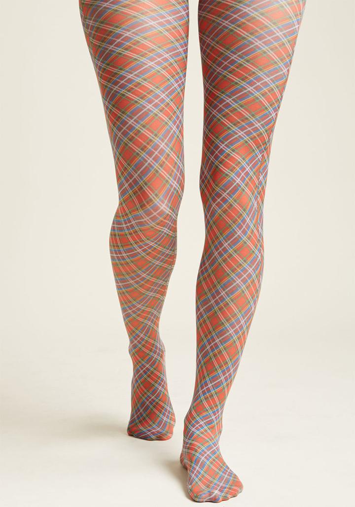 Modcloth The Good With The Plaid Tights In 3x
