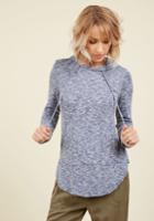 Modcloth Snuggled In Softness Knit Top In Slate Blue In Xs