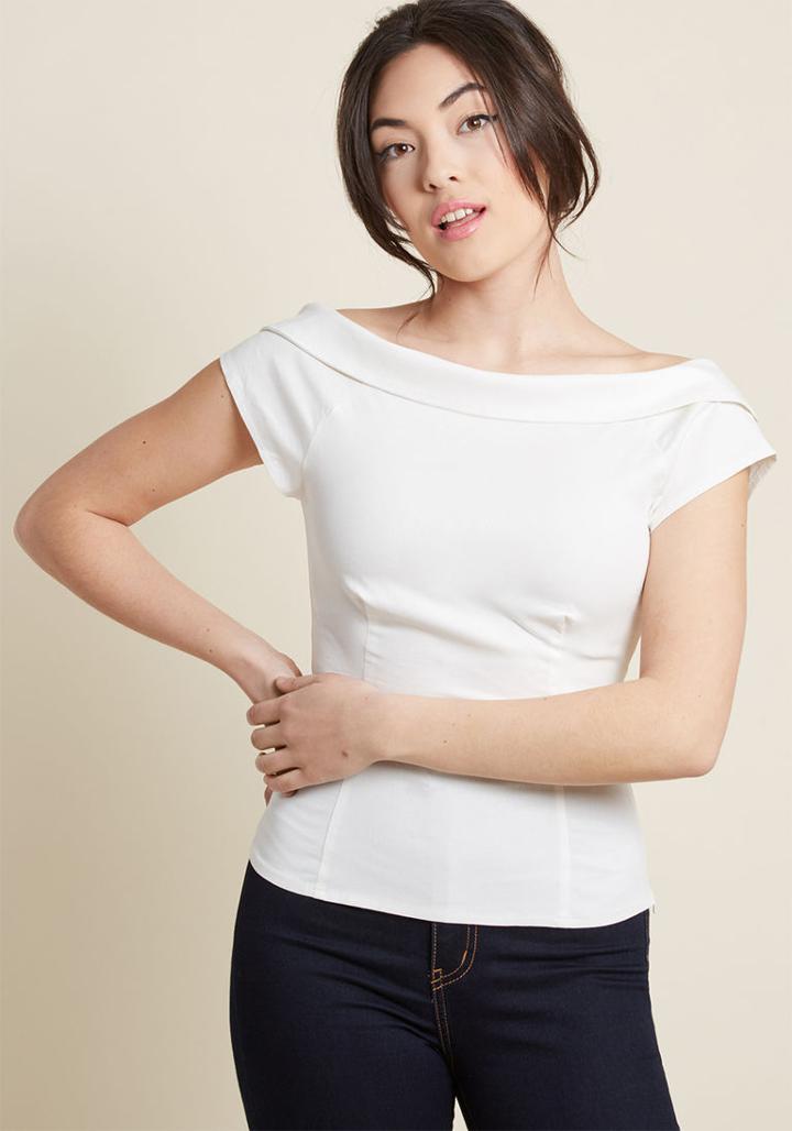 Collectif Collectif Let's Get Groovin' Crop Top In White In 8 (uk)