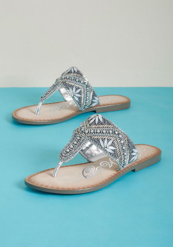 Modcloth Thrilled And Thriving Beaded Sandal In 9