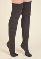 Modcloth Knee I Say More? Thigh Highs In Charcoal