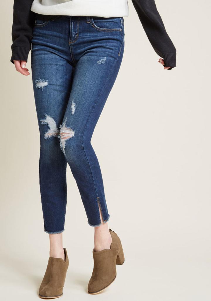 Modcloth Reach A Ripping Point Distressed Skinny Jeans In 3