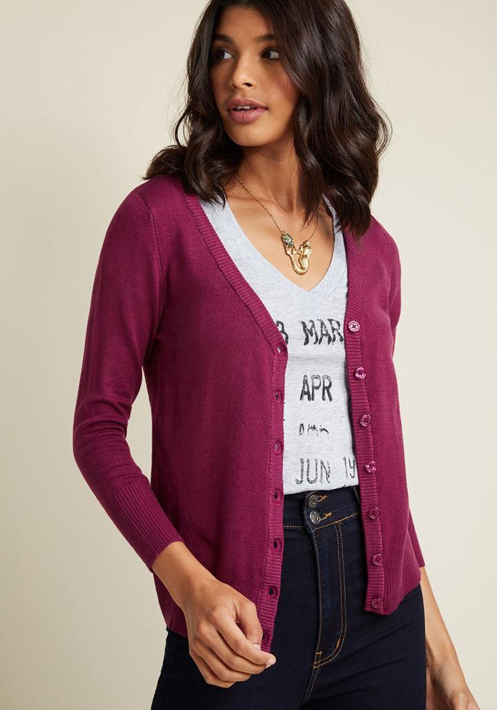 Modcloth Charter School Cardigan In Fuchsia In Xs