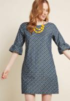 Modcloth Crisp Combination Shift Dress In Navy Floral In S