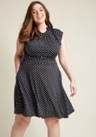 Retrolicious Dance Floor Date A-line Dress In Black Dots