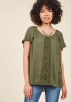 Modcloth Park! Who Goes There? Top In Olive In Xs