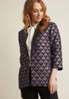 Modcloth Buzz Around Town Jacquard Blazer In L