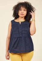 Modcloth Prim And Pastoral Sleeveless Top In Midnight In 1x