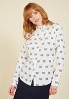 Modcloth Heard It All Before Button-up Top In Cats