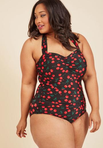 Estherwilliams Fruity Suity One-piece Swimsuit In Black - 16-34 In 30