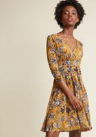 Modcloth Surplice Knit A-line Dress In Goldenrod In 4x