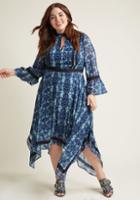 Modcloth Retro Midi Dress With Bell Sleeves In L