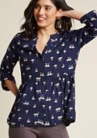 Modcloth Creative Career Conference Button-up Top In Swans In 3x