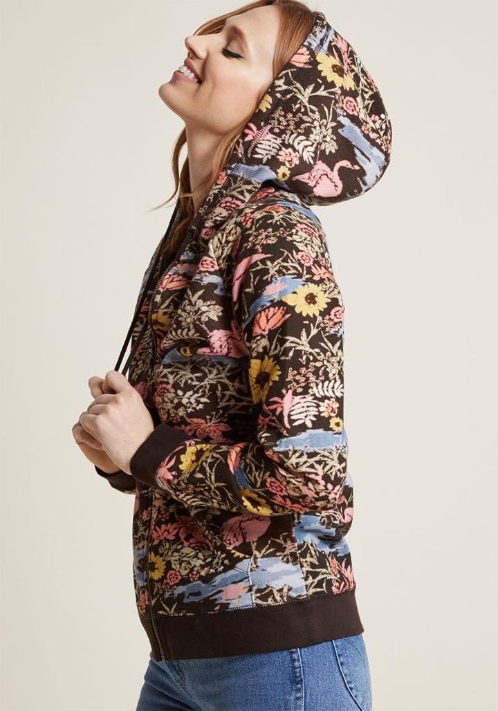 Modcloth Zip, Zip, Hooray Hoodie In Tropical In 4x