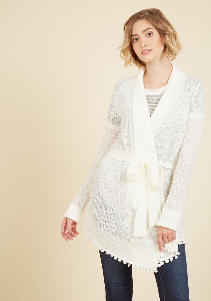 Modcloth Custom Cocoa Cardigan In Ivory In 1x