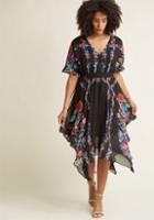 Modcloth Talented Gallery Director Midi Dress In Throwback Black