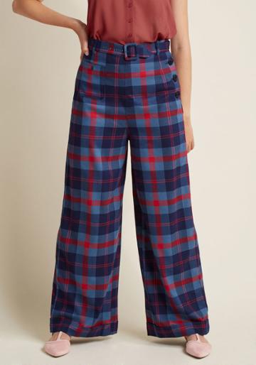 Collectif Collectif Life's Work Wide Leg Pants In Plaid