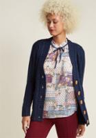 Modcloth Fireside Cable Knit Cardigan In Midnight In Xxs