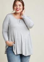Modcloth At It Again Henley Tunic In Grey In 3x