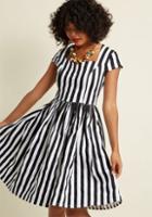 Banned Banned Bold Me Over A-line Midi Dress In Stripes In L