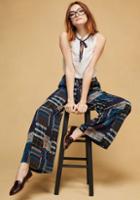 Modcloth Pocketed Wide-leg Pants In Plaid Patchwork