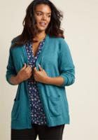 Modcloth Have A Good Knit Cardigan In Ocean In 1x
