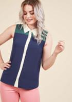 Modcloth Class To Cafe Sleeveless Top In Navy In S