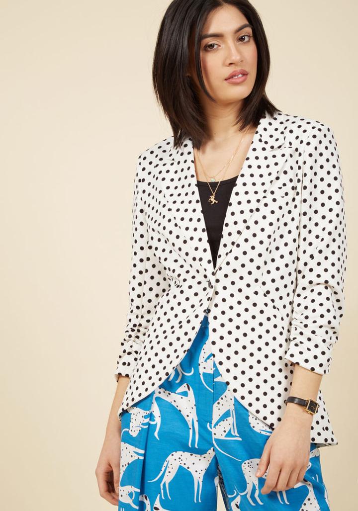  Fine And Sandy Blazer In Dotted White In 3x
