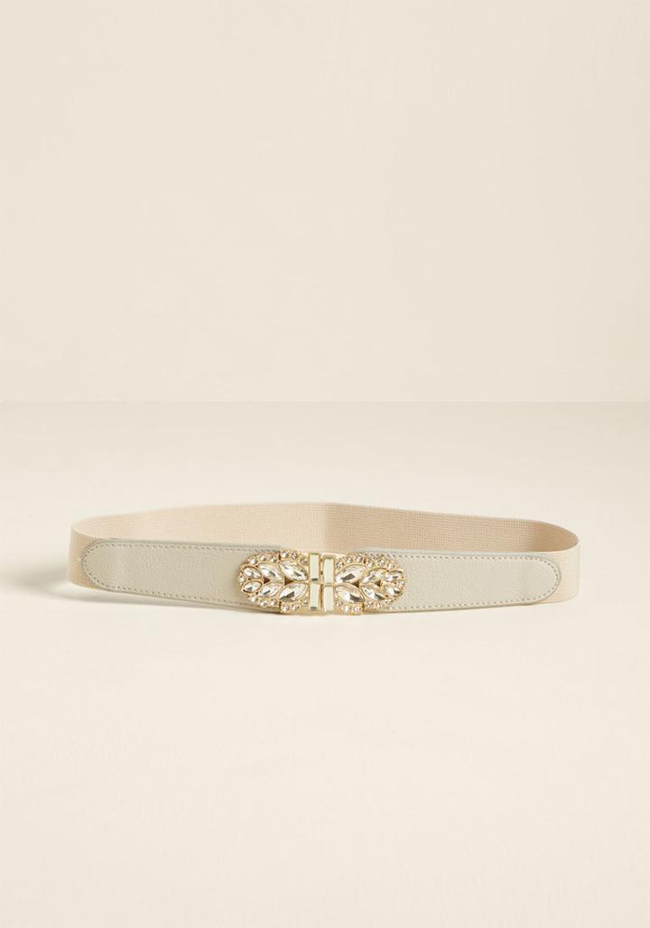 Modcloth Glitz All Happening Belt In Eggshell In Plus