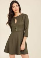  Keyhole, Places, And Things Mini Dress In Olive In L