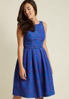 Modcloth Innate Glamour Fit And Flare Dress In Damask In 1x
