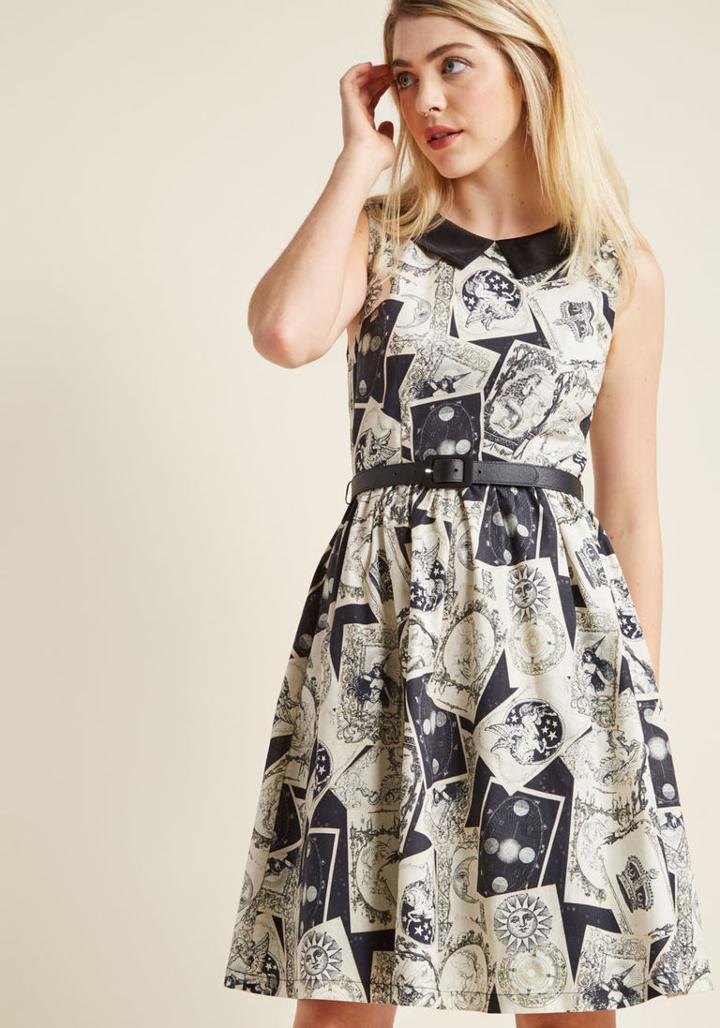 Modcloth Whimsy Without End A-line Dress In Tarot In Xs