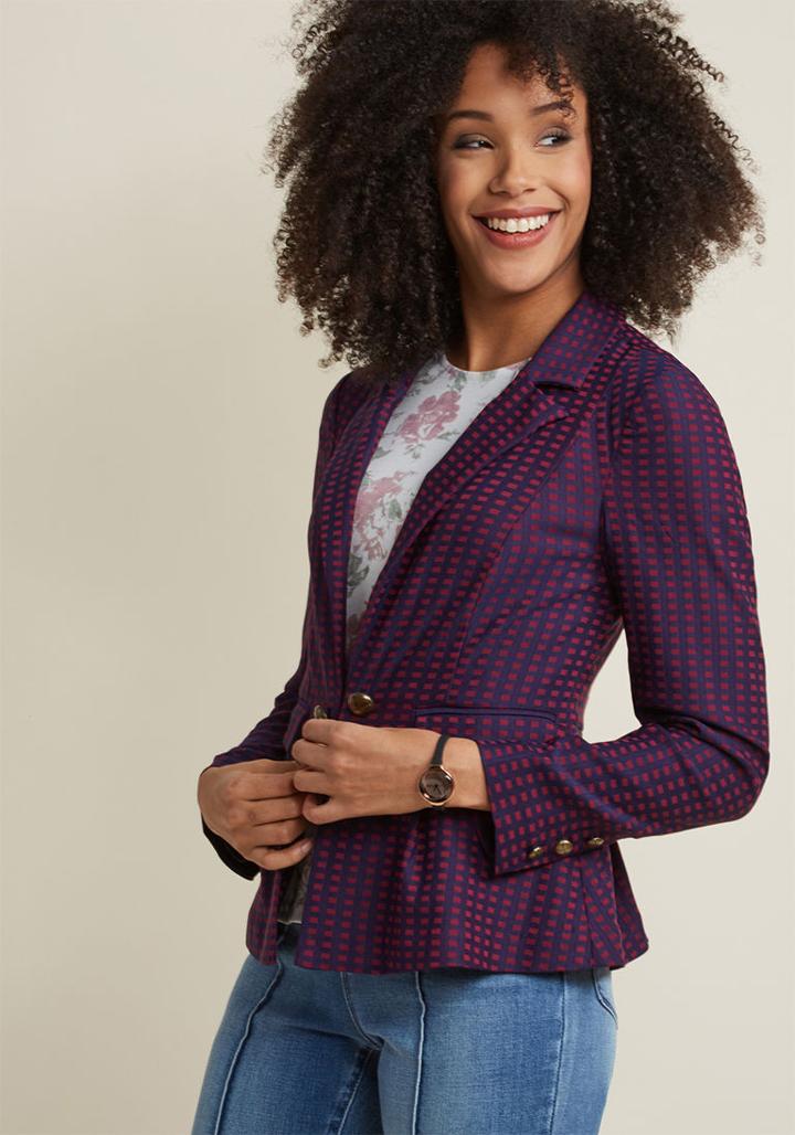 Modcloth Peplum Blazer With Finished Pockets In Xl