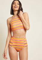 Highdivebymodcloth Sunrise Swim High-waisted Bikini Bottom In Stripes In S