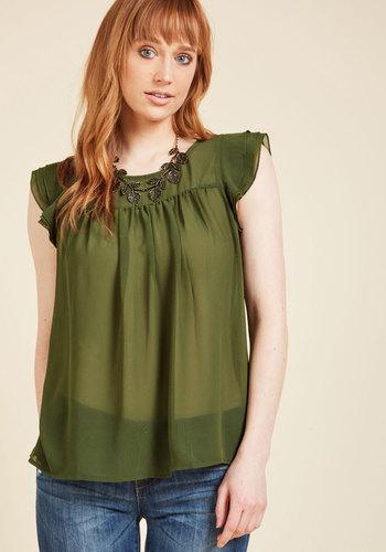  Ruffle Foraging Top In Fern In S