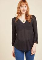 Modcloth Everyday Upgrade Long Sleeve Top In Black