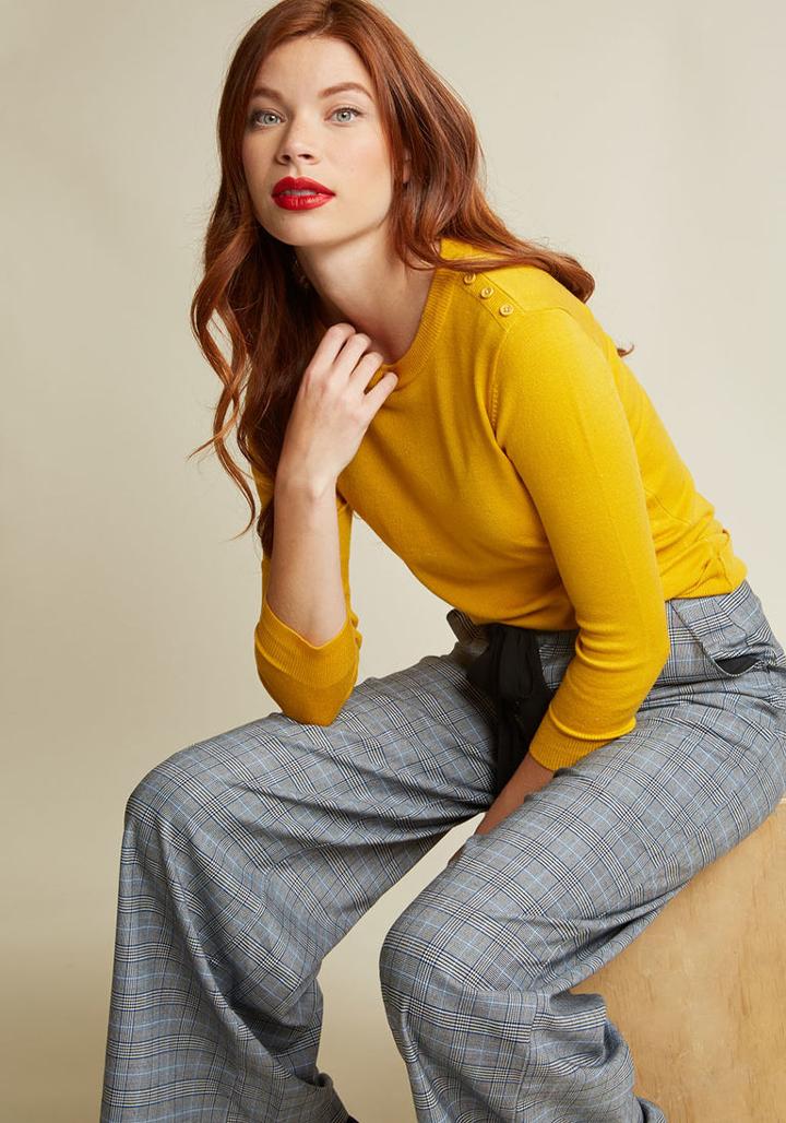 Modcloth Charter School Pullover Sweater In Honey In Xs