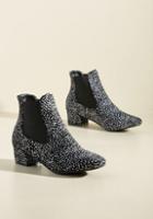 Modcloth Get Up And Go-go Bootie In Black Dots