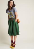 Modcloth Breathtaking Tiger Lilies Midi Skirt In Stem Green In M