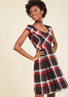  Playful Of Wonder A-line Dress In Black Plaid In S