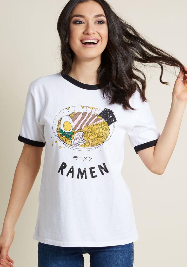 Modcloth Noodle And Improved Graphic Tee In M