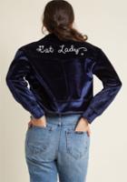 Misspatina Miss Patina Feline Pride Cropped Velvet Jacket In S
