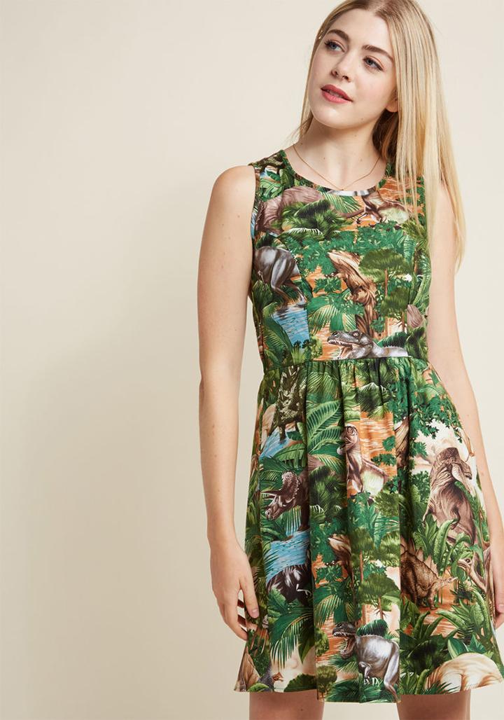 Retrolicious Land Before Sublime A-line Dress In Dinos In 1x
