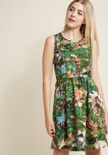 Retrolicious Land Before Sublime A-line Dress In Dinos In 1x